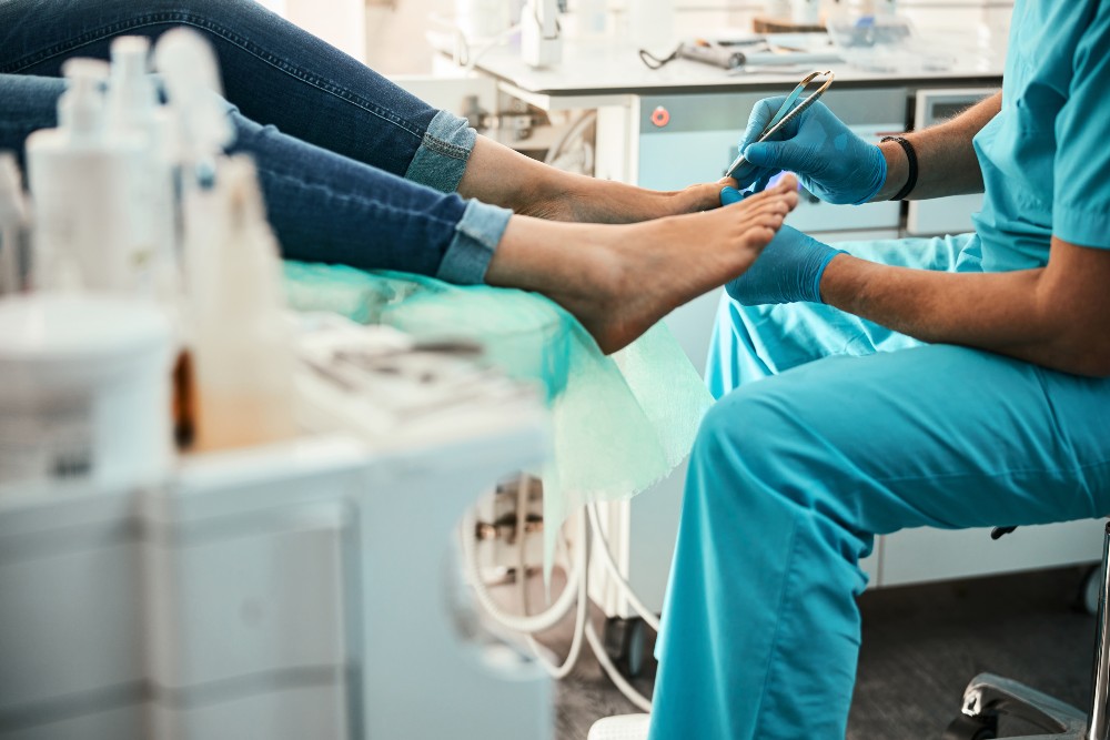 Podiatrist fixing an ingrown toenail